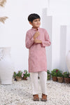 Rose pink emb boys kurta